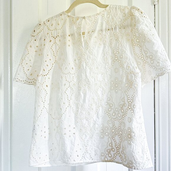 Sezane White Eyelet Blouse - Picture 7 of 9